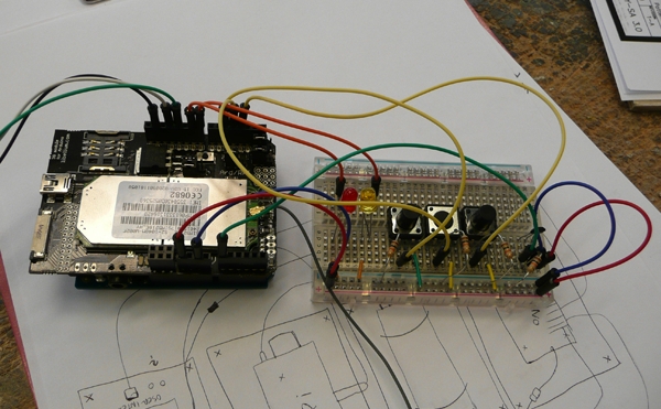 Circuit draft on a breadboard