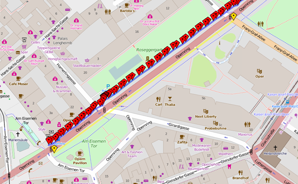 GPS log in an OpenStreetMap