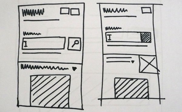 Wireframes of the mobile view
